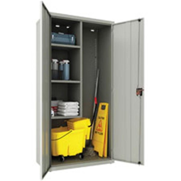 Lorell 4 Shelf Steel Janitorial CabinetLight Gray LLR00019